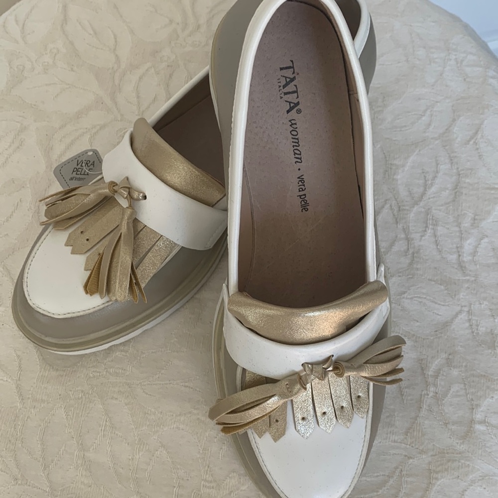 Casual loafer white 3 tones white gold and pewter